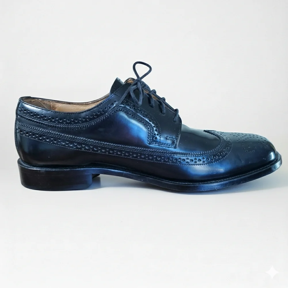 Bostonian Luxe Men's 12 NEW Shoes Black Leather Oxford Wingtips Formal Classic